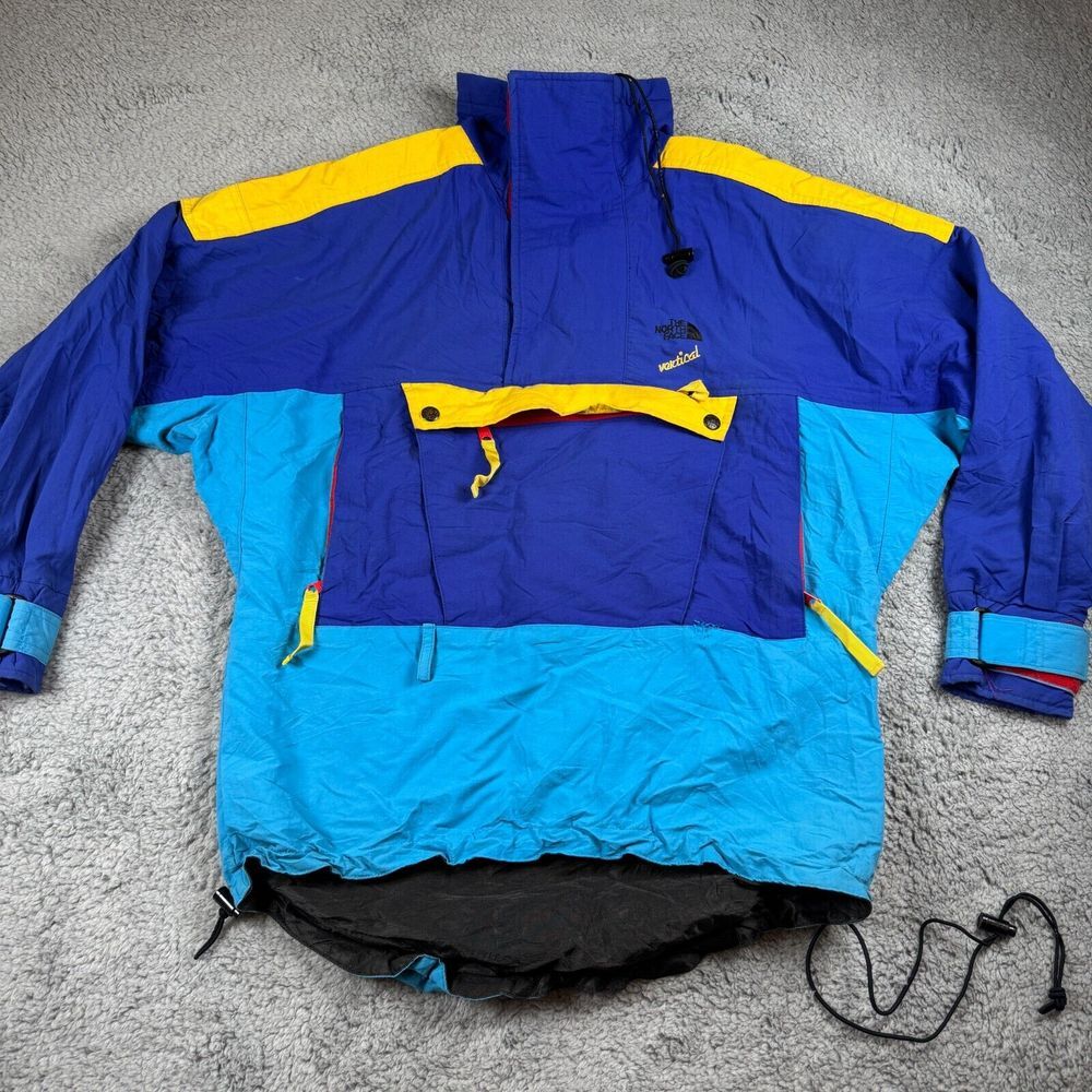 Vtg The North Face Vertical Men GoreTex Ski Jacket Shell XS 90s Colorblock Flaws